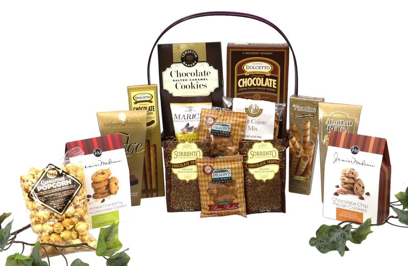 Gift Basket Village: The Good Life Gourmet Gift Basket - Wafer Rolls, Cookies, Cocoa, Nuts &amp; More