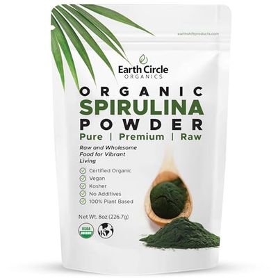Spirulina Powder, Kosher, Raw and Non-Irradiated  Pure Vegan Protein  Premium Energy Superfood, High in Amino Acids and Antioxidants - 8oz
