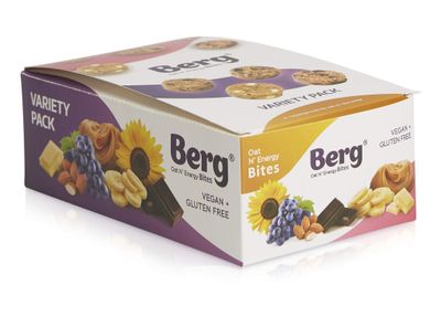 Berg Oat N&#39; Energy Bites - Variety - Non-GMO, Gluten Free, Dairy Free, Soy Free and Vegan - Clean Energy Snack - 1.5oz, (8 Pack)