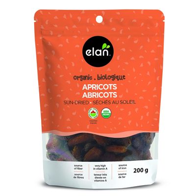Elan Organic Sun-Dried Apricots, 7 oz, Dried Fruits, No Sulphites, No Sugar Added, Non-GMO, Vegan, Gluten-Free, Kosher, Naturally Sweet Snacks, Turkish Apricots