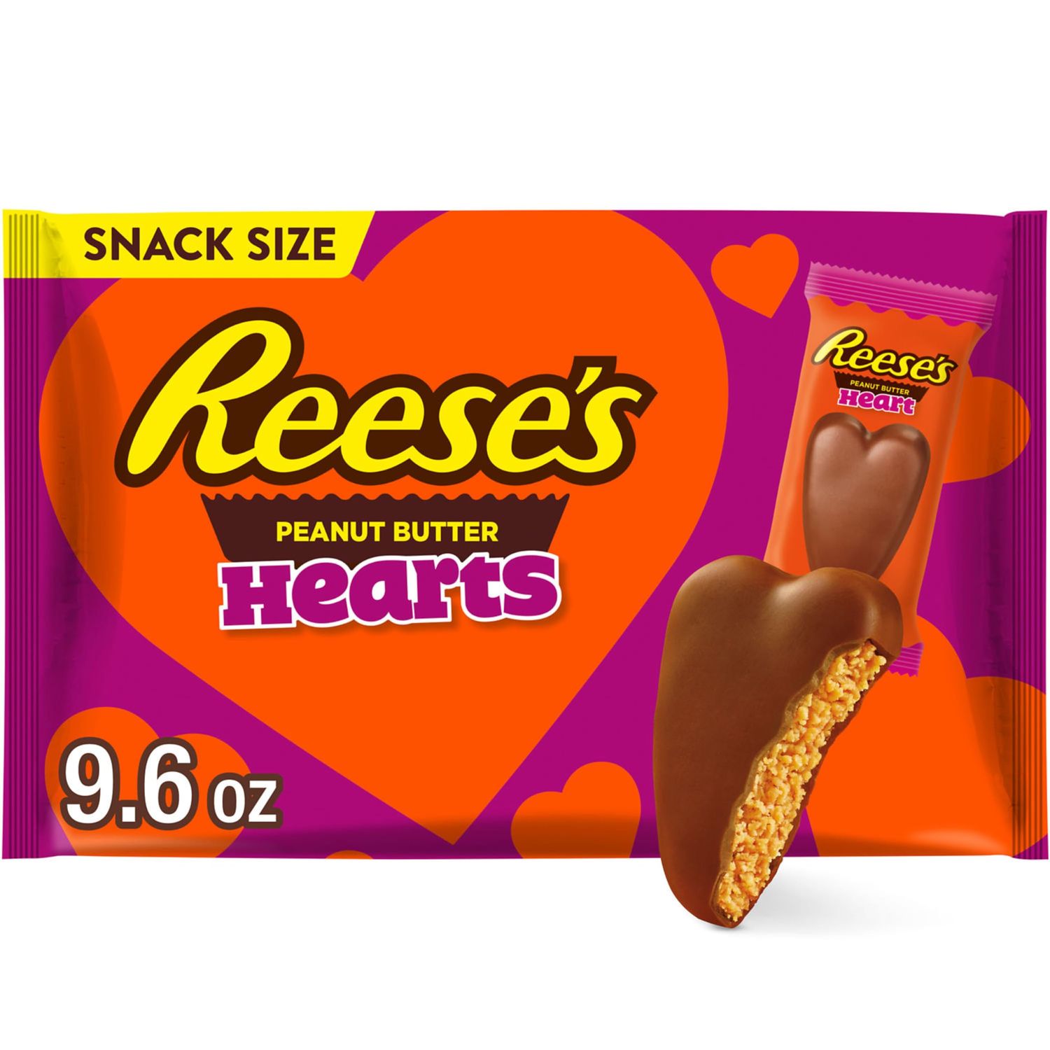 REESE&#39;S Milk Chocolate Peanut Butter Snack Size, Valentine Candy Bag, 9.6 oz
