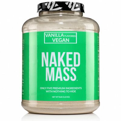 Naked Mass - Vanilla Vegan Weight Gainer - 8Lb Bulk, GMO Free, Gluten Free, Soy Free &amp; Dairy Free. No Artificial Ingredients - 1,230 Calories - 11 Servings