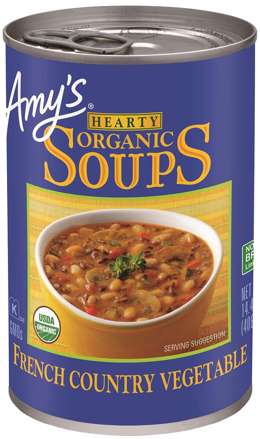 Amys Soup, Vegan Hearty French Country Vegetable Soup, Gluten Free, Made With Organic Rice, Vegetables and Herbs, Canned Soup, 14.4 Oz