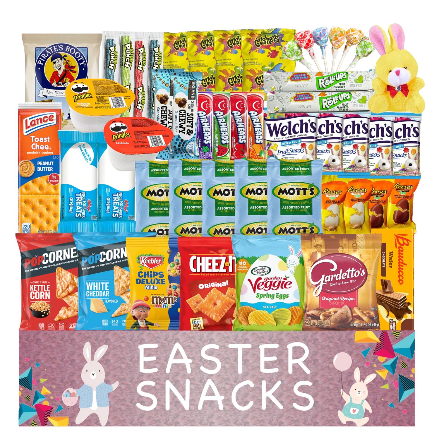 Easter Snack Box College Care Package (50 Count) Easter Theme Gift Basket Snacks Variety Pack Assortment Boyfriend Girlfriend Kids Adults Men Women Student Office Colleague