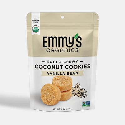 Emmy's Organics Vanilla Bean Coconut Cookies (Pack of 4) Gluten-Free, Organic, Vegan, Paleo-Friendly