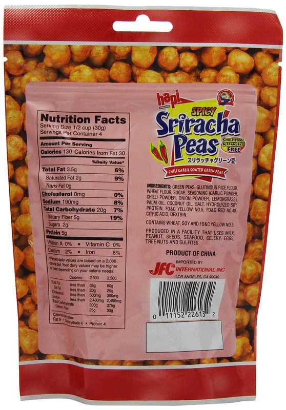 Hapi Sriracha Peas Pouch, 4.23 Ounce (Pack of 12)