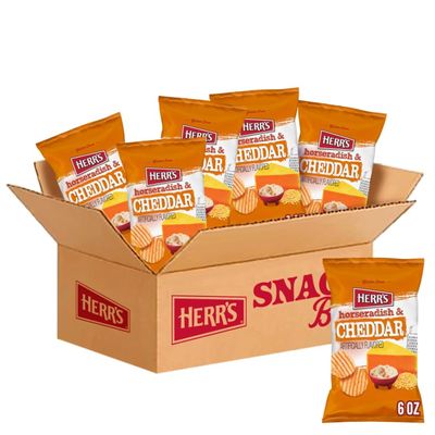 Herrs Potato Chips, Horseradish and Cheddar Flavor, Gluten Free Snacks, 6oz Bag (6 Count)