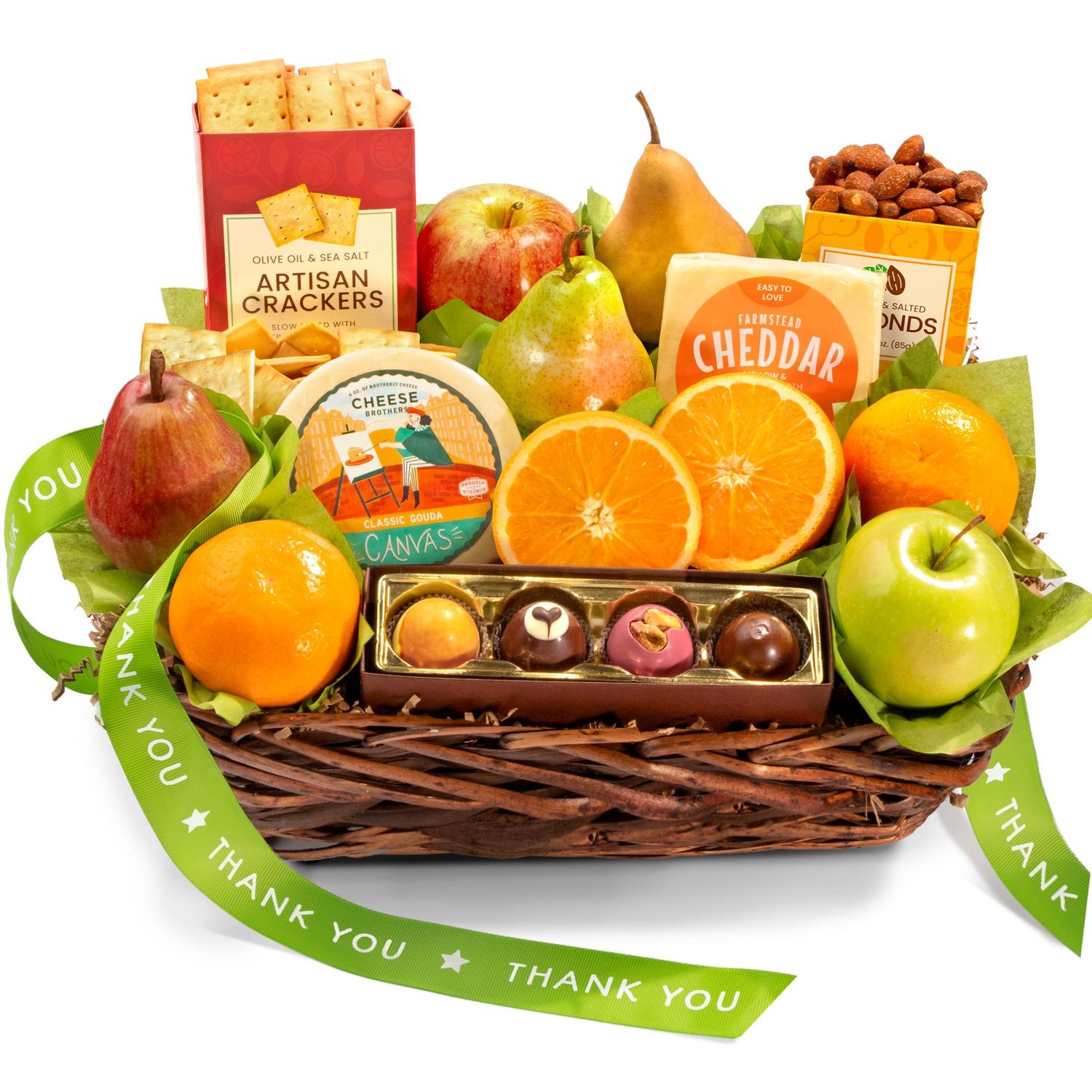 A Gift Inside Thank You Orchard Delight Fruit and Gourmet Basket