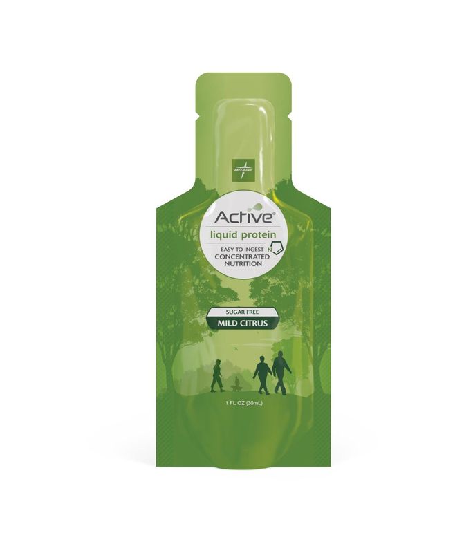 Medline Active Liquid Protein, Sugar Free, Mild Citrus Flavor, 16 g of Protein, High Protein Supplement, 1 oz. Packets, Pack of 100