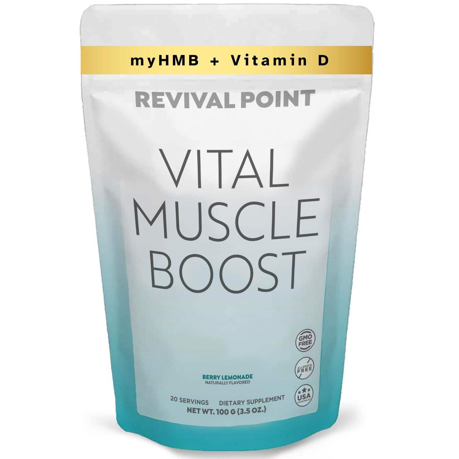 Vital Muscle Boost- Premium myHMB and Vitamin D3 Supplement for Adults- Patented HMB Powder 3000mg- for Healthy Muscles, Energy &amp; Vibrant Active Life- Supports Protein Synthesis &amp; Strength