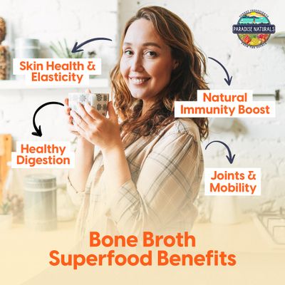 Paradise Naturals Organic Bone Broth Protein Collagen Powder, Unsalted, Quick-Dissolve, Grass-Fed Hormone Free, Gluten-Free, Paleo Keto Friendly 15g Protein, Active Probiotics, Joints, Gut Health