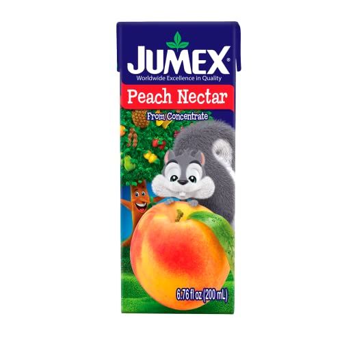 Jumex Peach Nectar Juice Boxes for Kids - Peach Juice Box with Straw - Mini Drinks for Kids - Made with Fresh Fruit Puree Concentrate - School Snacks &amp; Smoothie Mix - 6.76oz, 24 Pack
