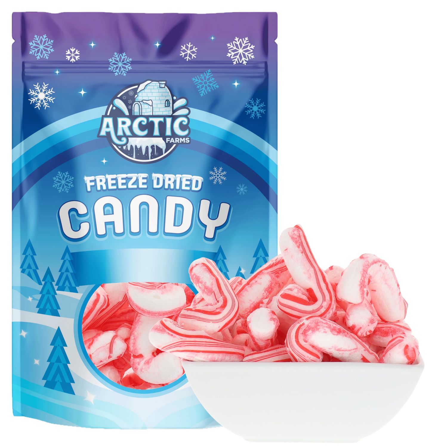 Arctic Farms Freeze Dried Candy Canes Holiday Classic with a Twist (2oz, Peppermint)