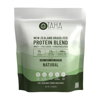 MindBodySoul Support Protein Blend - Natural, Unflavored. 25g of Protein per serve from Whey &amp; Collagen, plus 400mg Milk Phospholipids  New Zealand Grass-Fed, Free-Range Dairy  2LB
