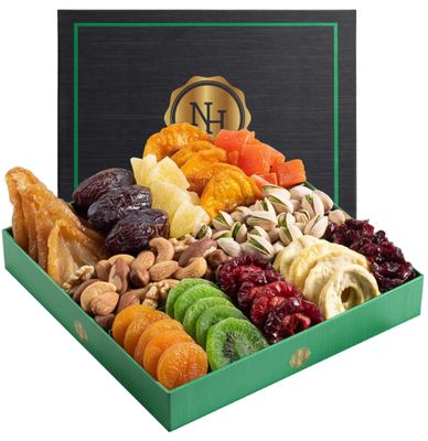 Dried Fruit &amp; Nuts Gift Basket - Fresh Dried Fruit &amp; Nuts Gift Basket - Assorted Food Gift Box for Thanksgiving, Family, Men, Women, Husband, Sympathy, Men &amp; Women.