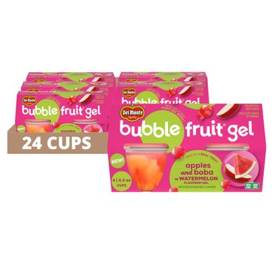 Del Monte Bubble Fruit Gel Apples and Boba in Watermelon Flavored Gel, 4.5oz (24 Count)  Real Fruit &amp; Popping Boba Pearls, Lunch Snacks, Fruit Cups