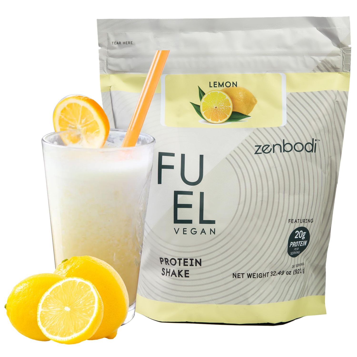 zenbodi Fuel Vegan Protein Powder Lemon - 21g of Protein Each Serving, Delicious Plant-Based Blend for Muscle Growth, Crafted from Pea, with Vegan D3, No Artificial Flavors, Gluten-Free