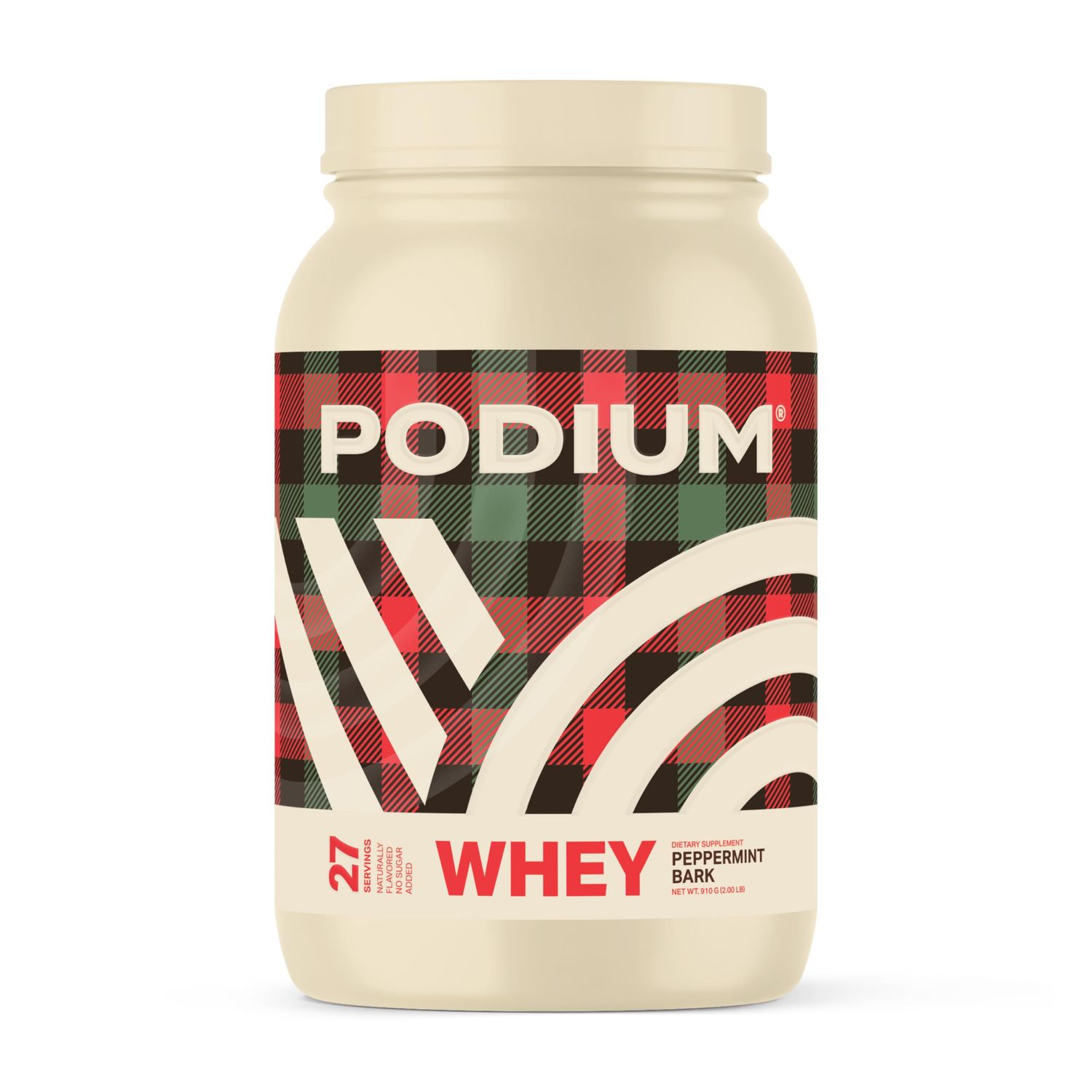 Podium Nutrition Whey Protein Powder, Peppermint Bark, 25g Protein Per Serving with Digestive Enzymes, Whey Protein Isolate &amp; Concentrate, Gluten Free, Low Carb, Low Sugar &amp; Soy Free, 27 Servings