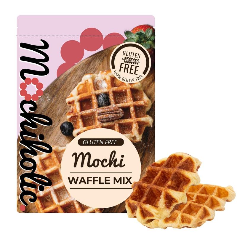 Mochi Waffle Mix Original Recipe - Rice Flour, Gluten-Free with Low Calories and Sugar - Essential Nutrients - 12 oz Healthy Daily Snacks by Mochiholic (Pack of 1)