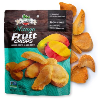 Brothers All Natural Freeze Dried Fruit Crisps, Mango, 1 Oz (Pack of 8), Made with 100% Fruit, Gluten Free, Soy Free, Vegan, Heathy Snack, Resealable Pouch