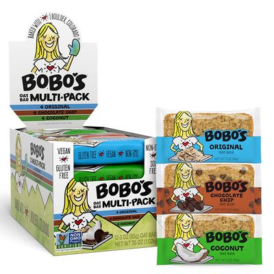 Bobo&#39;s Oat Bars, Variety Pack, 3 oz Bar (12 Pack), Gluten Free Whole Grain Snack and Breakfast Bar