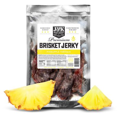 J&amp;K Jerky Beef Brisket Jerky - Pineapple Teriyaki - Hand Crafted Small Batch American Made Slab Jerky&#39;s - Bold &amp; Flavorful Snack! - 7oz Big Bag of Jerky&#39;s