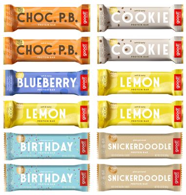 good! Snacks Vegan 6 Flavor Pack Protein Bars  Gluten-Free, Plant Based, Low Sugar, Kosher, Soy Free, Non GMO  15g Protein (12 Bars)