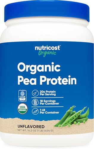 Nutricost Organic Pea Protein Powder (1 LB) Unflavored - Certified USDA Organic, Protein from Plants, Vegetarian Friendly, Gluten Free, Non-GMO