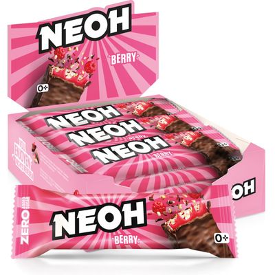NEOH Berry Bars - Keto Chocolate Dipped Candy Bar, Gluten-Free Low-Calorie, Low-Carb, Plant-Based, High-Fiber Snacks, No Added Sugar, 1 Ounce Individually Wrapped Bars, 12 Pack
