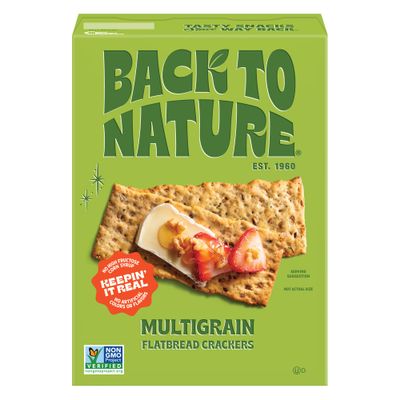 Back to Nature - Multigrain Flax Seeded Flatbread Crackers - Non-GMO, Made with Real Ingredients like Wheat Flour &amp; Whole Grains - Seriously Tasty Snacks - 5 Ounce
