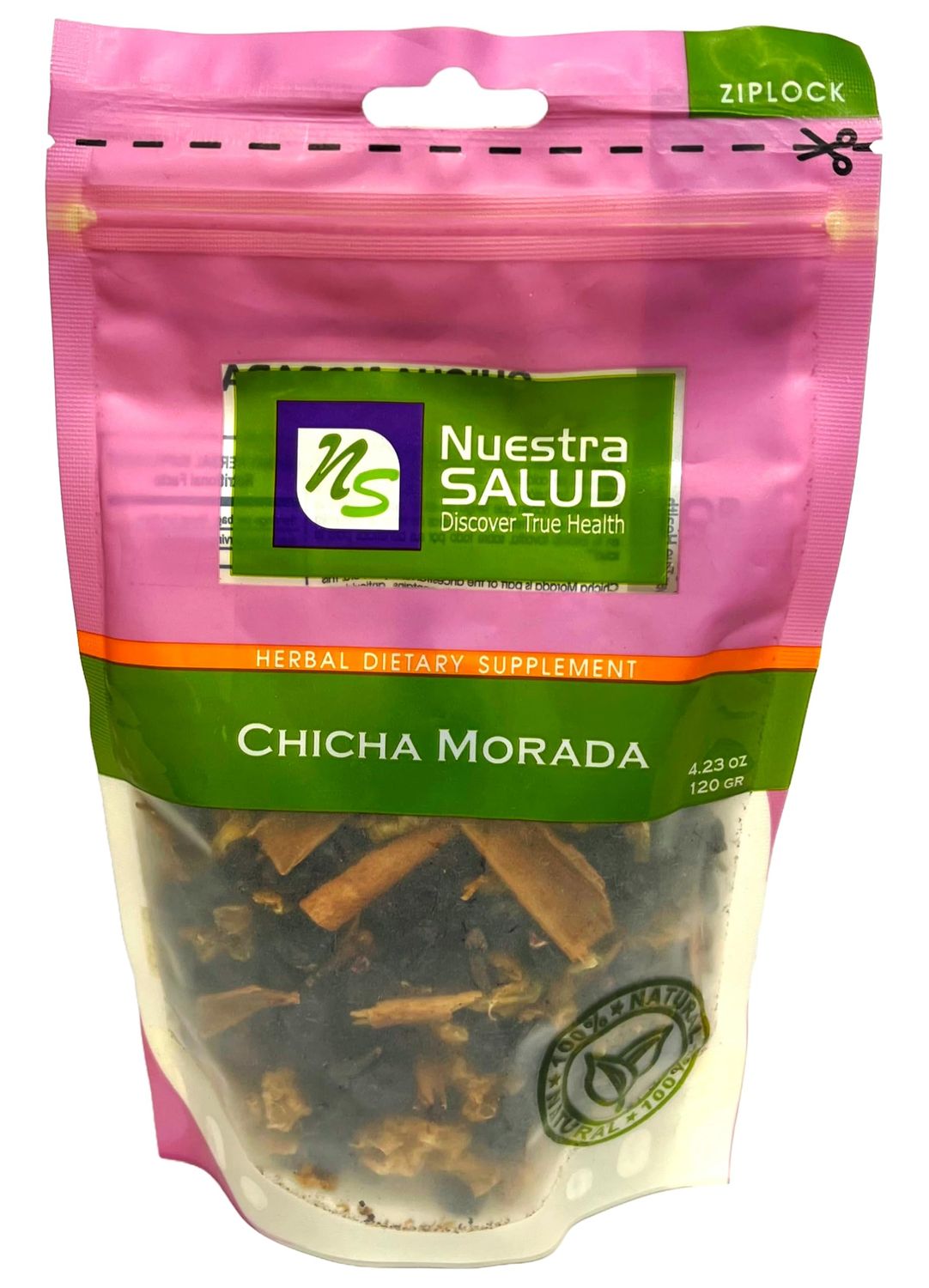 Chicha Morada Herb Mix Authentic Peruvian Mix- All-Natural Purple Mix Blend with Purple Corn, Cinnamon Clove Dried Pineapple (120g)