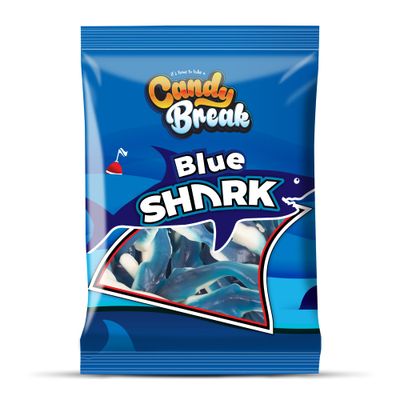 Candy Break Blue Sharks Gummy Candy - Individually Wrapped Share Size 4 Oz Bags - Fruity &amp; Sweet Gift Snacks for Kids &amp; Grown Ups (Pack of 12)