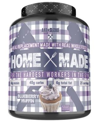 Axe &amp; Sledge Supplements Home Made Whole-Foods-Based Meal Replacement Powder with Digestive Enzymes, Protein, Carbohydrates, and Fats, 25 Servings, Blueberry Muffin