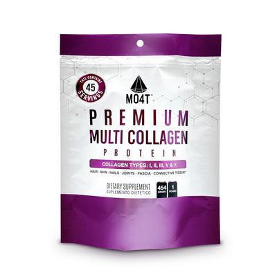 MOMOF4TRANSFORM MO4T Hydrolyzed Multi Collagen Powder -Collagen Protein- Collagen Peptides-Type 1,2,3,5,10 -Sugar-Free, (1 Pound) Hair, Skin &amp; Nail, Paleo &amp; Keto, Non-GMO