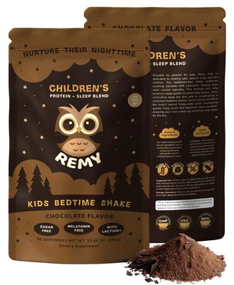Remy Kids Protein Sleep Aid Supplements, Melatonin-Free Formula, Lactium, L Theanine, VIT D, B6, Calcium &amp; Herbal Extracts Sleep Aid for Kids, Balanced Nutritional Drink, Non GMO &amp; Preservatives