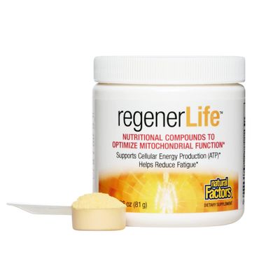 Natural Factors RegenerLife Powder, Supports Cellular Energy and Reduces Fatigue, 2.86 oz