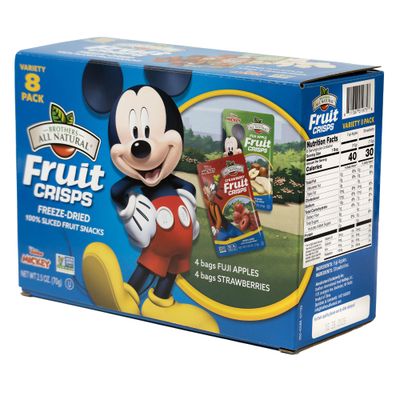 Brothers All Natural Disney Freeze Dried Fruit Crisps, Variety Pack, 8 Single Serve Bags, Fuji Apple, Strawberry, Made with 100% Fruit, Gluten Free, Soy Free, Vegan, Heathy Snack, Lunch Box Ready