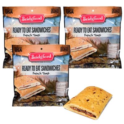 Bridgford Filled French Toast - Shelf-Stable Breakfast Snack - 3 Pack - Nutritious Survival Food for Camping, Emergency Food Supply, Outdoor Adventures, and Survival Kits Bridgford Filled French Toast - Shelf-Stable Breakfast Snack - 3 Pack - Nutritious Survival Food for Camping, Emergency Food Supply, Outdoor Adventures, and Survival Kits