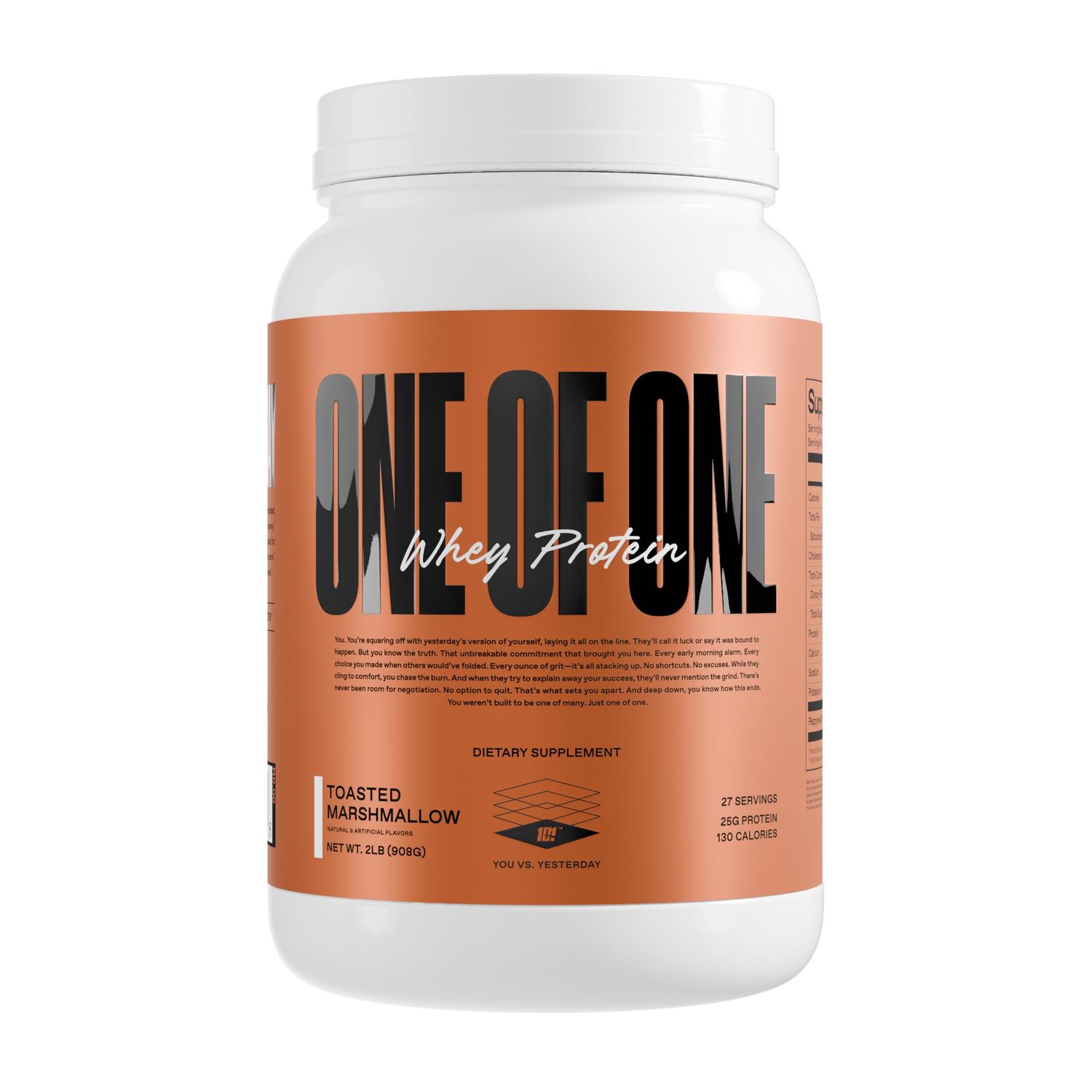 ONE OF ONE Whey Protein Powder - 25g Whey Protein Concentrate with Digestive Enzymes, Gluten Free, Low Carb, Post-Workout Recovery - Toasted Marshmallow Flavor, 2lb