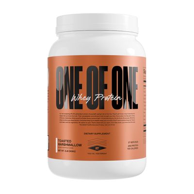 ONE OF ONE Whey Protein Powder - 25g Whey Protein Concentrate with Digestive Enzymes, Gluten Free, Low Carb, Post-Workout Recovery - Toasted Marshmallow Flavor, 2lb