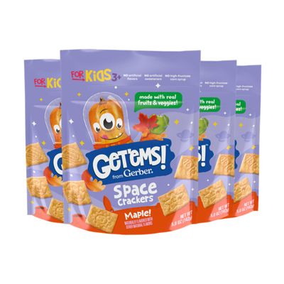 Get&#39;ems! from Gerber, Snacks for Kids, Maple Space Crackers Snacks for Kids, Made with Real Veggies &amp; Fruits, Iron &amp; Vitamin E - 4 pack
