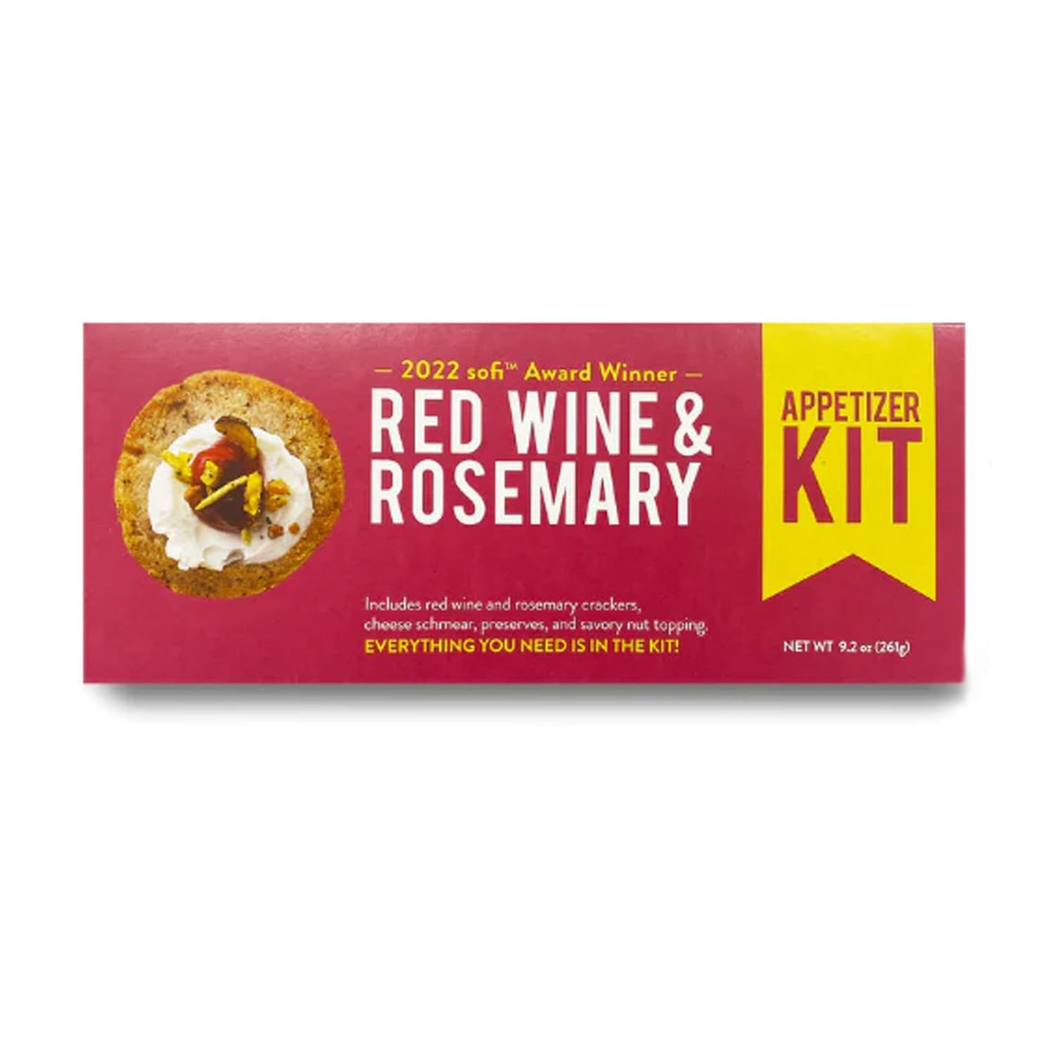 Crackerology Red Wine &amp; Rosemary Gourmet Artisan Snack Kits, 20 Count Crackers Plus Toppings, Easy &amp; Simple Ready-to-Eat, Appetizer For Charcuterie Boards &amp; Party Platters - Large Kit, Single Pack
