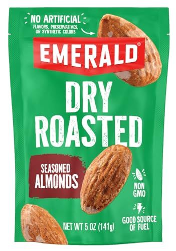 Emerald Nuts Dry Roasted Almonds (1-Pack)  5 Oz Resealable Bag  Kosher Certified, Non-GMO, Contains No Artificial Preservatives, Flavors or Synthetic Colors