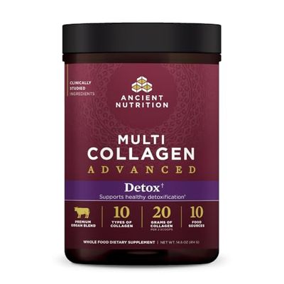 Ancient Nutrition Advanced Collagen Powder Protein Detox with Probiotics and Vitamin C, Unflavored, Hydrolyzed Collagen Peptides Supports Healthy Detoxification and Gut Support, 36 Servings