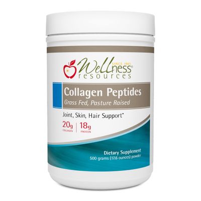 Wellness Resources Collagen Peptides - Pasture Raised, Grass Fed 100% Collagen Protein - Hydrolyzed Type I and III Collagen Peptides Powder, Unflavored (500 Grams/ 17.6 Ounces)