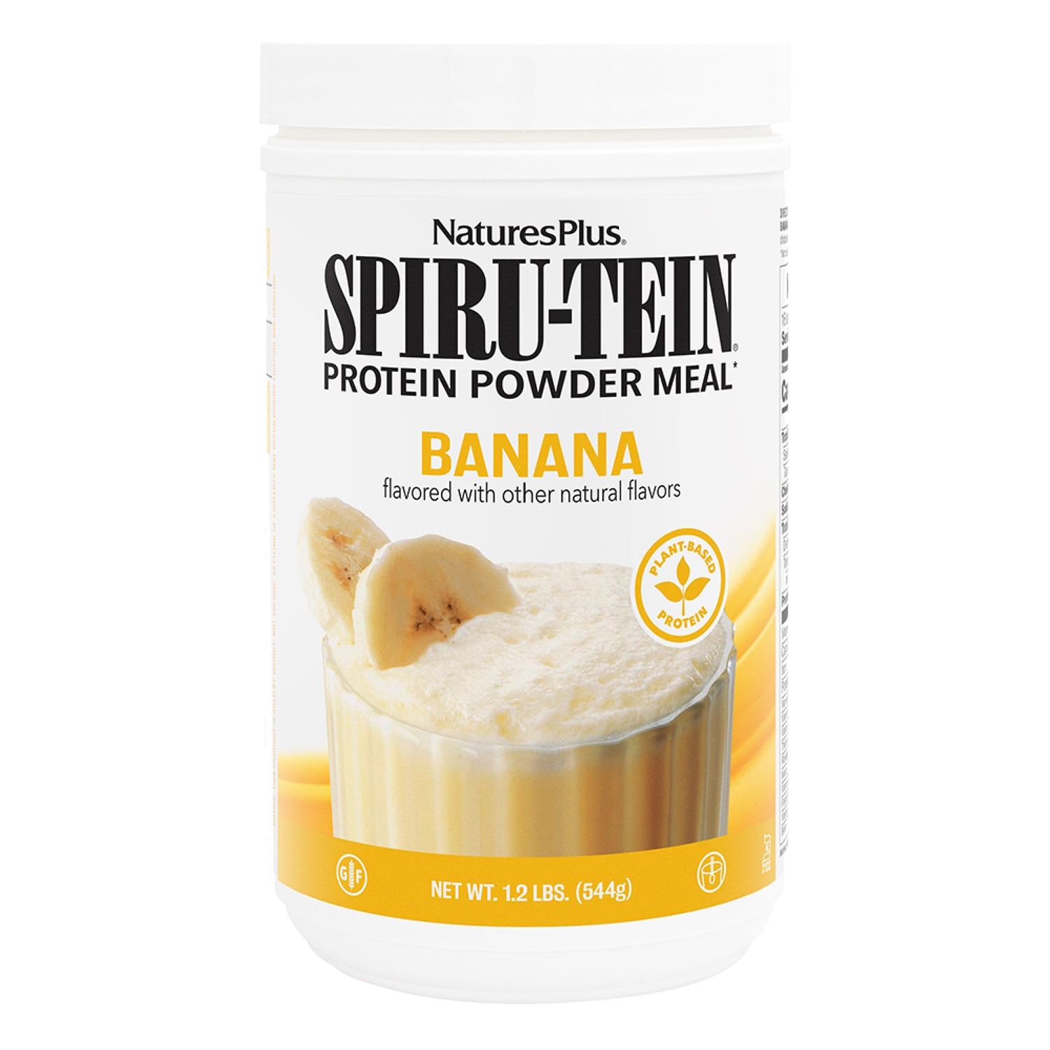 Natures Plus SPIRU-TEIN, Banana - 1.2 lbs - Plant-Based Protein Shake - Non-GMO, Vegetarian, Gluten Free - 16 Servings