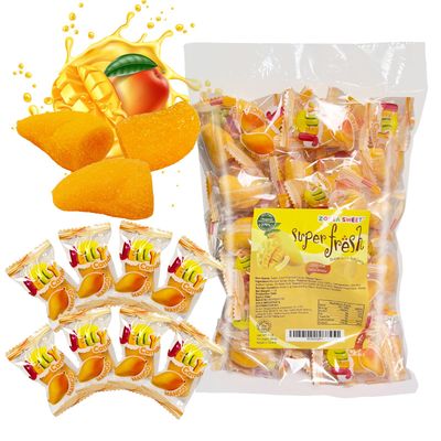 Natural Mango Flavored Gummy Candy Snack, Vegan, Super Juicy with 70% Real Juice Content, Soft &amp; Chewy Gummi Candy Individually Wrapped, No Artificial Flavors or Dyes, Allergy Friendly, 1LB Pack Bulk
