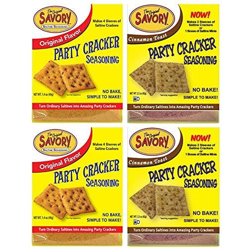 Savory Saltine Seasoning, 1.4 Ounce, Savory &amp; Sweet Sampler Set, 2 Flavors, 4 Pack