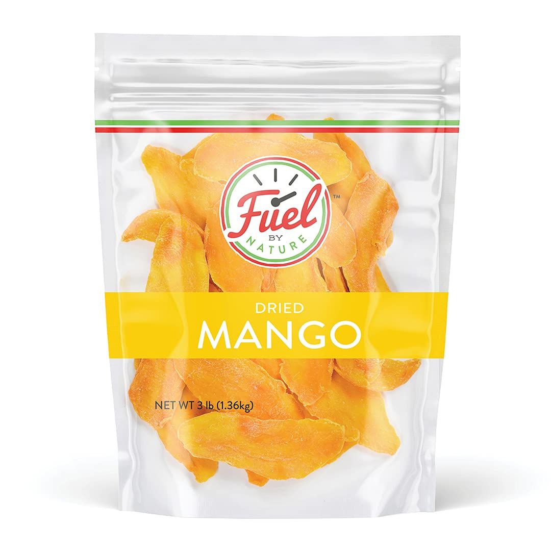 Dried Mango Slices by Fuel By Nature, Healthy High Energy Snacks, Mango Slices, Mango Dried Fruit Bulk, 3 lb Bag of Dried Mangos Made from Philippine Dried Mangoes, Fresh Fruit, Dried Mango Bulk
