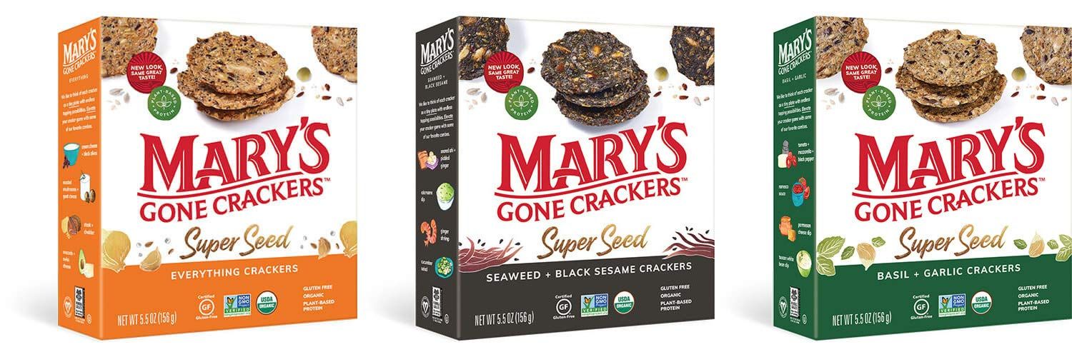 Mary&#39;s Gone Crackers Super Seed Organic Crackers 3 Flavor Variety Bundle: (1) Everything, (1) Seaweed &amp; Black Sesame, and (1) Basil &amp; Garlic, 5.5 Oz. Ea. (3 Boxes Total)
